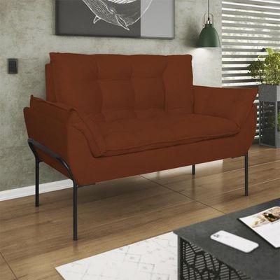 Kit 02 Poltronas + Namoradeira Reforçada Opala Metal Preto Terracota