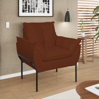 Kit 02 Poltronas + Namoradeira Reforçada Opala Metal Preto Terracota