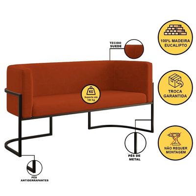 Sofá 2 Lugares Para Recepção Com Base Reforçada Balaqui Terracota