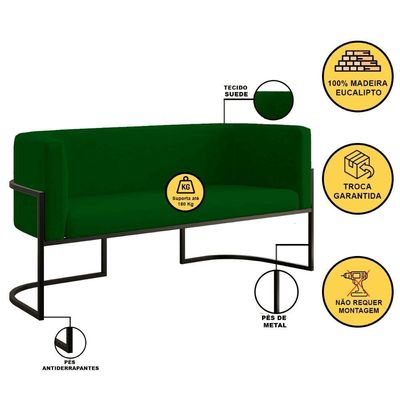Sofá 2 Lugares Para Recepção Com Base Reforçada Balaqui verde Verde