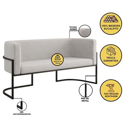 Sofá 2 Lugares Para Recepção Com Base Reforçada Balaqui Bege
