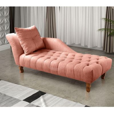 Divã Chesterfield Anna Recamier 160Cm Via Veludo Rosê Lado Esquerdo