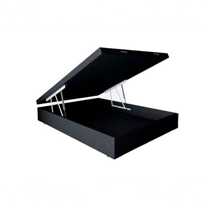 Cama Box Baú Casal Sintético Preto Com Colchão Espuma D33 Marrocos 30cm