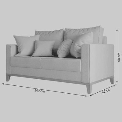 Sofá 2 Lugares Benny Base Pés Madeira Em Linho Cotton