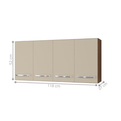Armário Aéreo De Cozinha 4 Portas Savana Off White