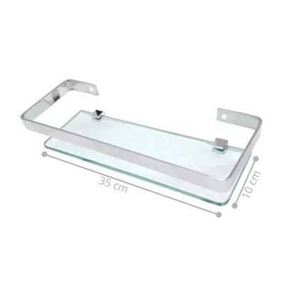 Suporte Porta Shampoo 10x35 Cm Prateleira De Vidro