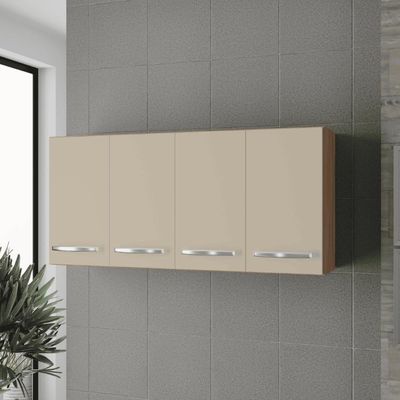 Armário Aéreo De Cozinha 4 Portas Savana Off White