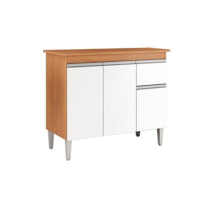 Balcão De Cozinha 3 Portas Oxford Amendoa Branco