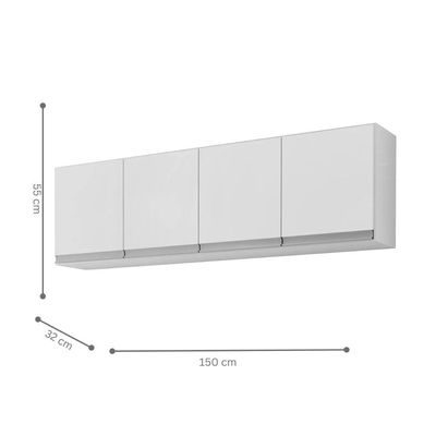 Armario Aereo California 4pts 1,50m Branco