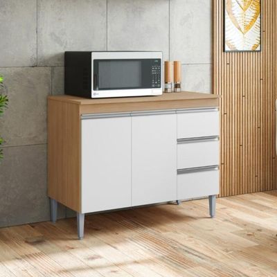 Balcao De Cozinha Florida 2pt 1m Amendoa Branco