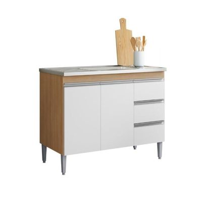 Balcao De Cozinha Florida 2pt 1m Amendoa Branco