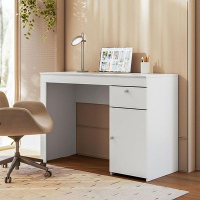 Escrivaninha Para Quarto Com 1 Porta E 1 Gaveta Lateral Branco