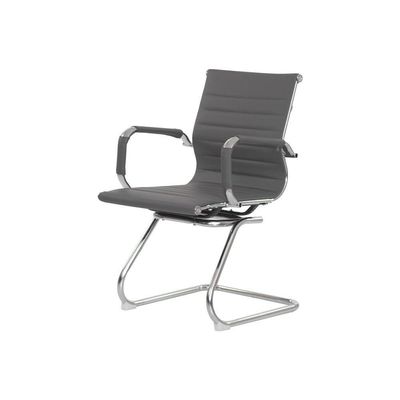 Kit 2 Cadeiras Escritório Interlocutor Stripes Fixa Pu Cinza