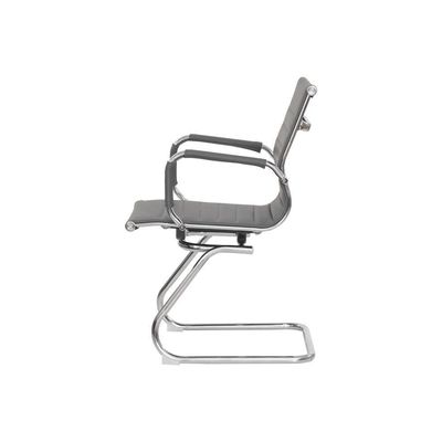 Kit 2 Cadeiras Escritório Interlocutor Stripes Fixa Pu Cinza