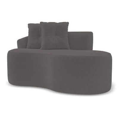 Kit 02 Sofás Orgânicos Living Bob 145cm 02 Lugares Com 02 Almofadas Bouclê Cinza Escuro - Desk Design