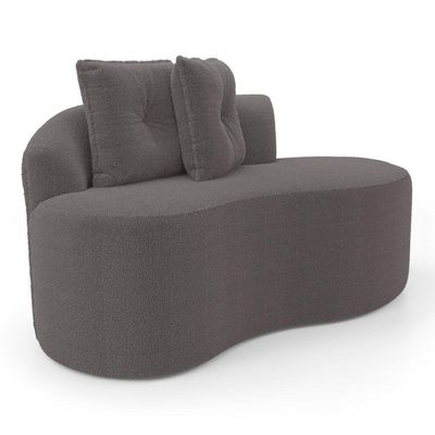 Kit 02 Sofás Orgânicos Living Bob 145cm 02 Lugares Com 02 Almofadas Bouclê Cinza Escuro - Desk Design