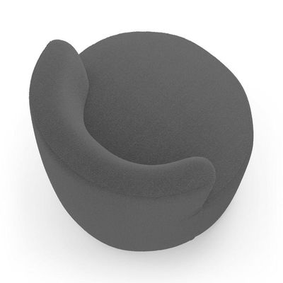 Kit Sofá E 02 Poltronas Orgânicas Living Bob Com Almofadas Bouclê Cinza Escuro - Desk Design