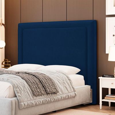 Cabeceira Cama Box King Size Alba 195cm Com Frame Veludo Azul Marinho - Desk Design