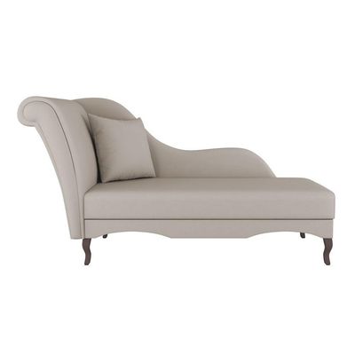 Divã Recamier Chaise Longue Valentina Clássico Com Pés De Madeira Veludo Bege - Desk Design