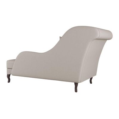 Divã Recamier Chaise Longue Valentina Clássico Com Pés De Madeira Veludo Bege - Desk Design