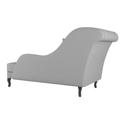 Divã Recamier Chaise Longue Valentina Clássico Com Pés De Madeira Linho Cinza - Desk Design