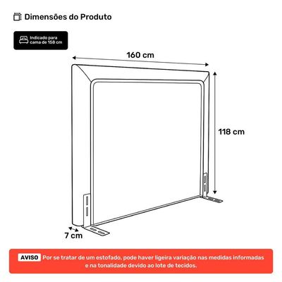 Cabeceira Cama Box Queen Size Alba 160cm Com Frame Linho Marrom - Desk Design