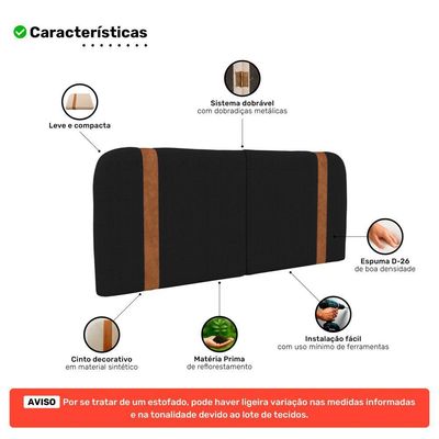 Cabeceira Painel Orgânico Cama Box King Size Flay 195cm Dobrável Bouclé Preto - Desk Design