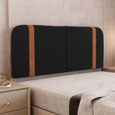 Cabeceira Painel Orgânico Cama Box King Size Flay 195cm Dobrável Bouclé Preto - Desk Design