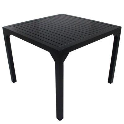 Mesa Quadrada Haiti 60cm Tampo Ripado Em Alumínio Trama Preto