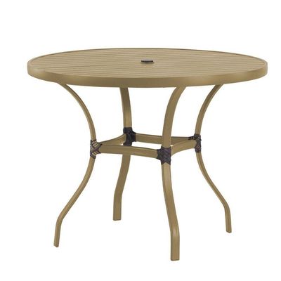 Mesa Com Tampo Ripado 120 Cm Em Alumínio - Trama Fendi