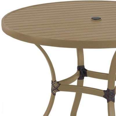 Mesa Com Tampo Ripado 120 Cm Em Alumínio - Trama Fendi