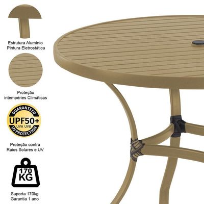 Mesa Com Tampo Ripado 120 Cm Em Alumínio - Trama Fendi