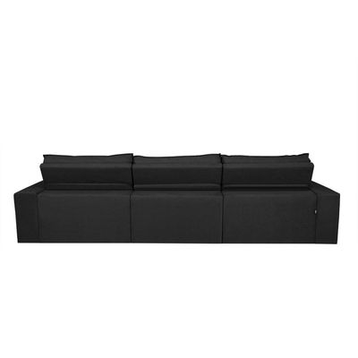 Sofá Cairo 3,52m Retrátil, Reclinável Tecido Suede Preto
