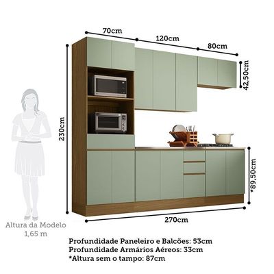 Cozinha Completa 5 Pçs Espaços Para Micro-ondas E Tampo Freijó-verde Jade