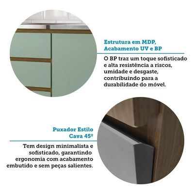 Cozinha Completa 5 Pçs Espaços Para Micro-ondas E Tampo Freijó-verde Jade
