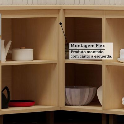 Balcão De Cozinha Canto Reto 100% Mdf 1 Porta 95cm Aura Luci Carvalho
