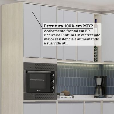 Cozinha Modulada Completa 10 Peças Com Tampo Art Luciane Móv Pátina-cinza Cristal