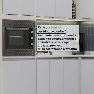 Cozinha Modulada Completa 10 Peças Com Tampo Art Luciane Móv Pátina-cinza Cristal