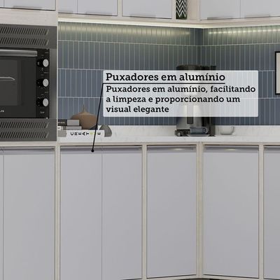 Cozinha Modulada Completa 10 Peças Com Tampo Art Luciane Móv Pátina-cinza Cristal