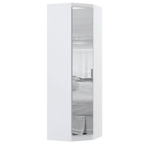 Guarda Roupa de Canto Diagonal 70cm 1 Porta Com Esp Alpes Luciane Móveis Branco Pf