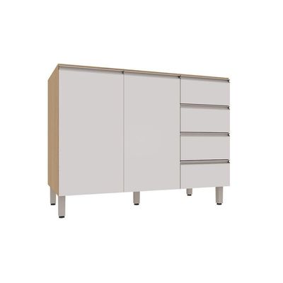 Balcão Para Pia Sem Tampo 2 Portas 4 Gavetas 120cm Essenza L Andorra/branco