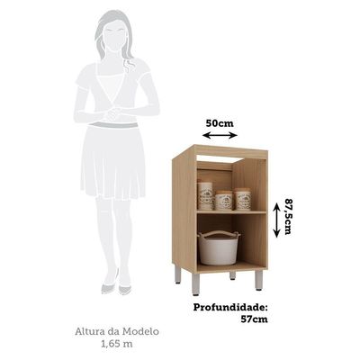 Balcão De Cozinha Sem Tampo 1 Porta 50cm Luciane Essenza Móv Andorra/cinza Puro