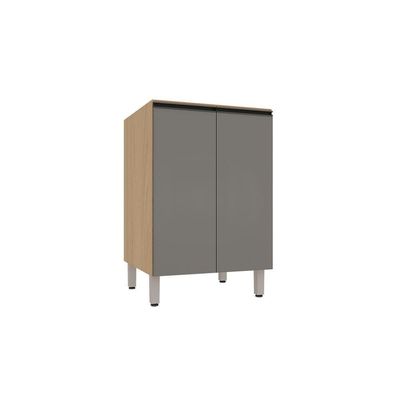 Balcão De Cozinha Sem Tampo 2 Portas 60cm Luciane Essenza Mó Andorra/cinza Puro