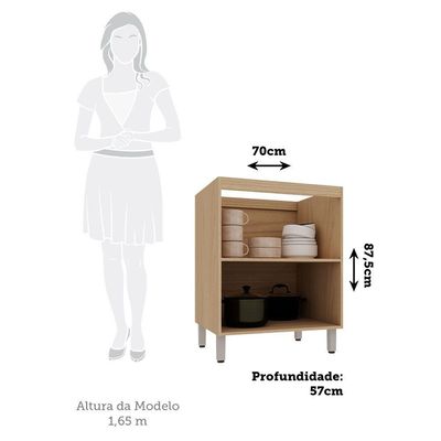 Balcão De Cozinha Sem Tampo 2 Portas 60cm Luciane Essenza Mó Andorra/cinza Puro