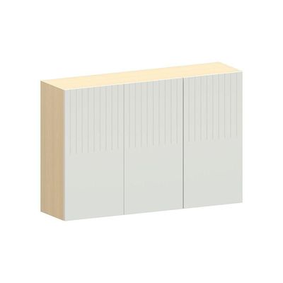 Armário Aéreo 100% Mdf 3 Portas 120cm Aura Luciane Móveis Carvalho/cinza Cristal