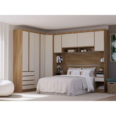 Guarda Roupa Casal Modulado Canto 9 Portas 6 Gavetas Veneza Avelã Pf-arenas Pf