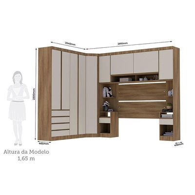 Guarda Roupa Casal Modulado Canto 9 Portas 6 Gavetas Veneza Avelã Pf-arenas Pf