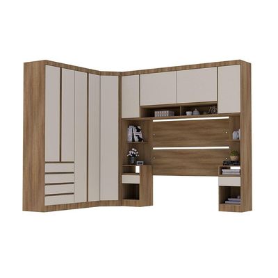 Guarda Roupa Casal Modulado Canto 9 Portas 6 Gavetas Veneza Avelã Pf-arenas Pf