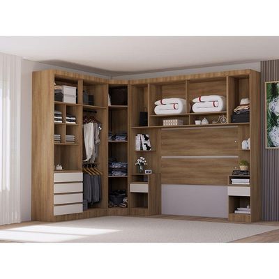 Guarda Roupa Casal Modulado Canto 9 Portas 6 Gavetas Veneza Avelã Pf-arenas Pf