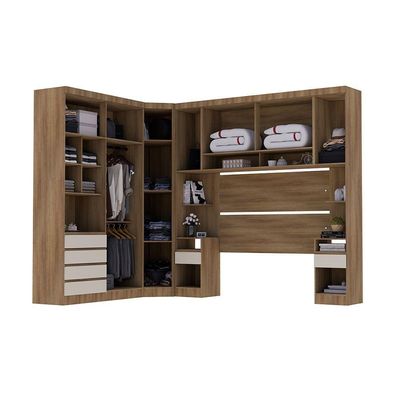 Guarda Roupa Casal Modulado Canto 9 Portas 6 Gavetas Veneza Avelã Pf-arenas Pf